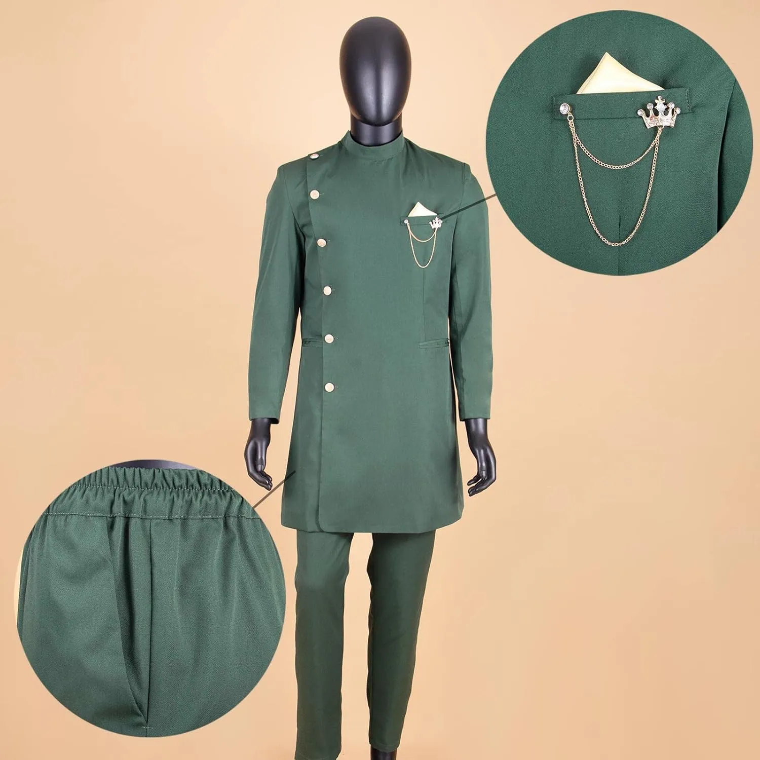 African Suits for Men Single Breasted Blazer and Pants 2 Piece Set Dashiki Outfits Ankara Attire for Wedding