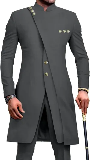 African Suits for Men Slim Fit Single Breasted Blazer and Pants Set Business Dress Suit Party Wedding Evening