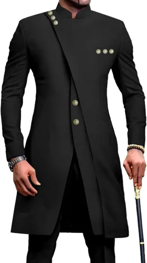 African Suits for Men Slim Fit Single Breasted Blazer and Pants Set Business Dress Suit Party Wedding Evening