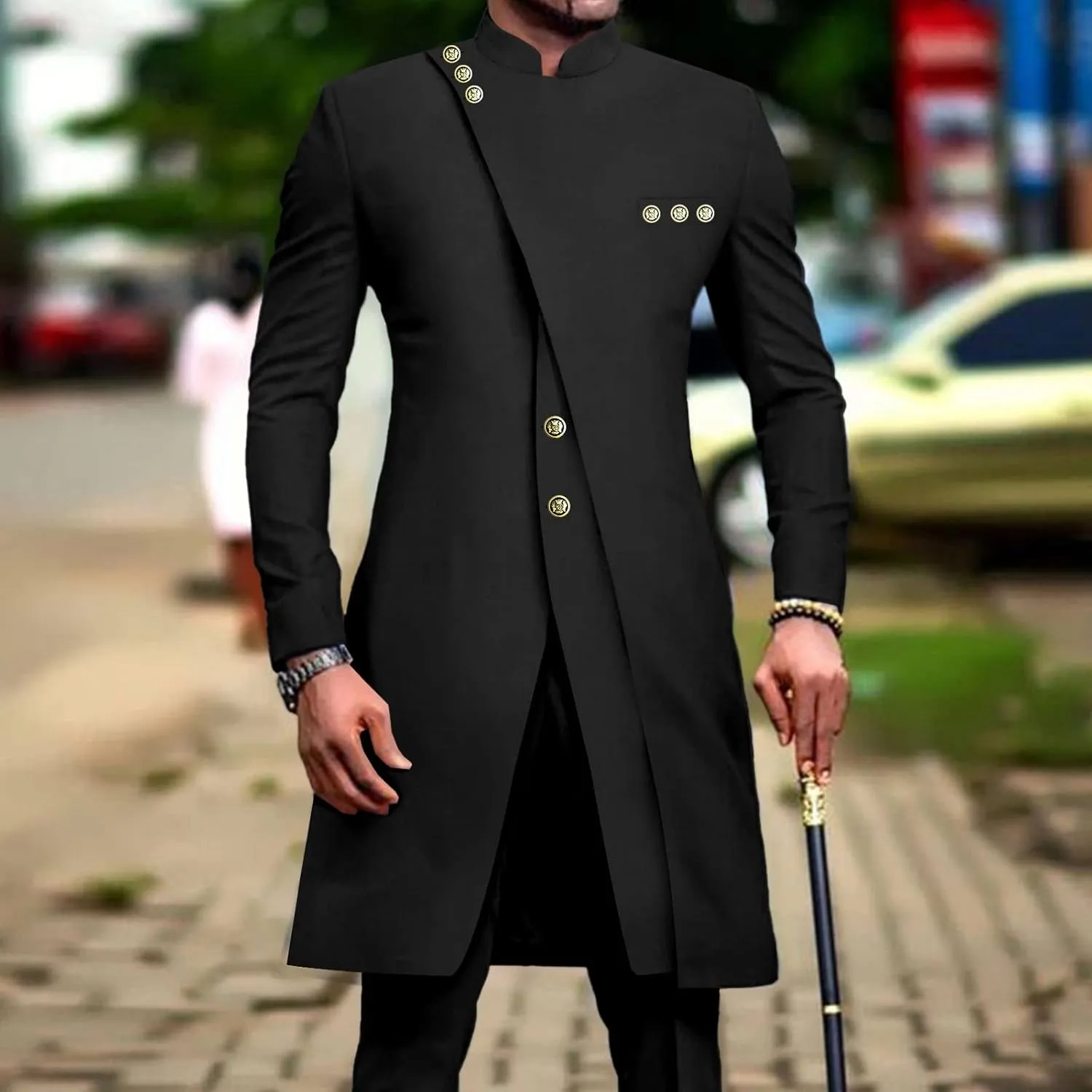 African Suits for Men Slim Fit Single Breasted Blazer and Pants Set Business Dress Suit Party Wedding Evening
