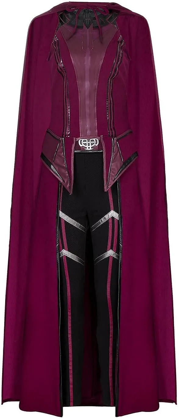 AMNPOLEN Women Men Cosplay Costume Red Cloak Top Pants Full Set Adults Halloween Party Fancy Dress Up Outfits