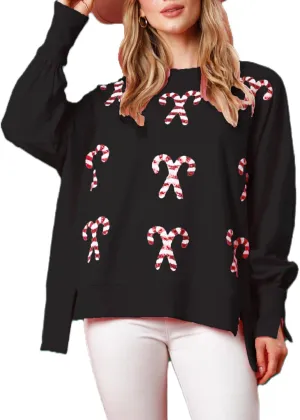 Aonoapll Women Cute Sequin Bow Sweatshirt Christmas Glitter Patch Crewneck Sweatshirts Sparkle Holiday Oversized Pullover