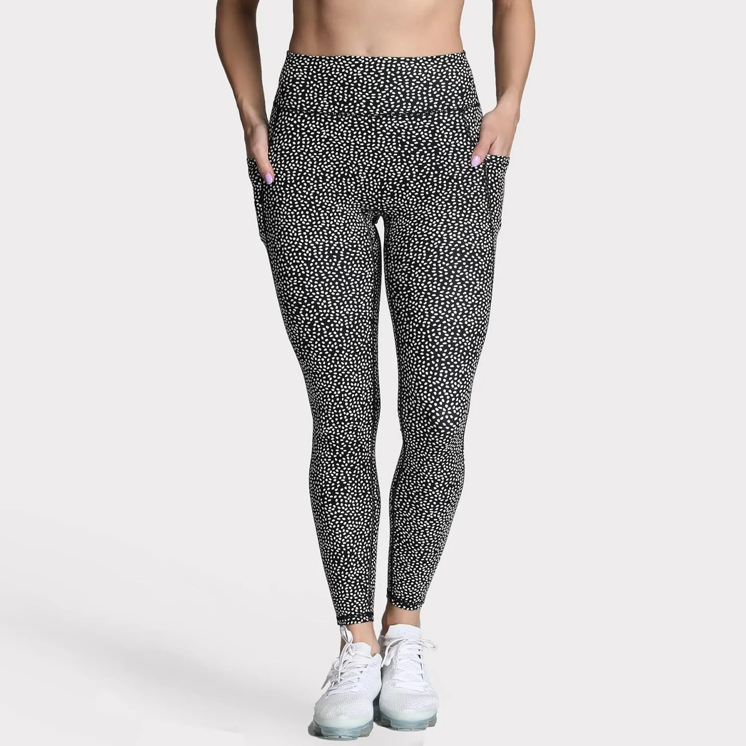 Aoxjox Trinity High Waisted Yoga Pants with Pockets for Women Tummy Control Cross-Waist Buttery Soft Workout Leggings 26"