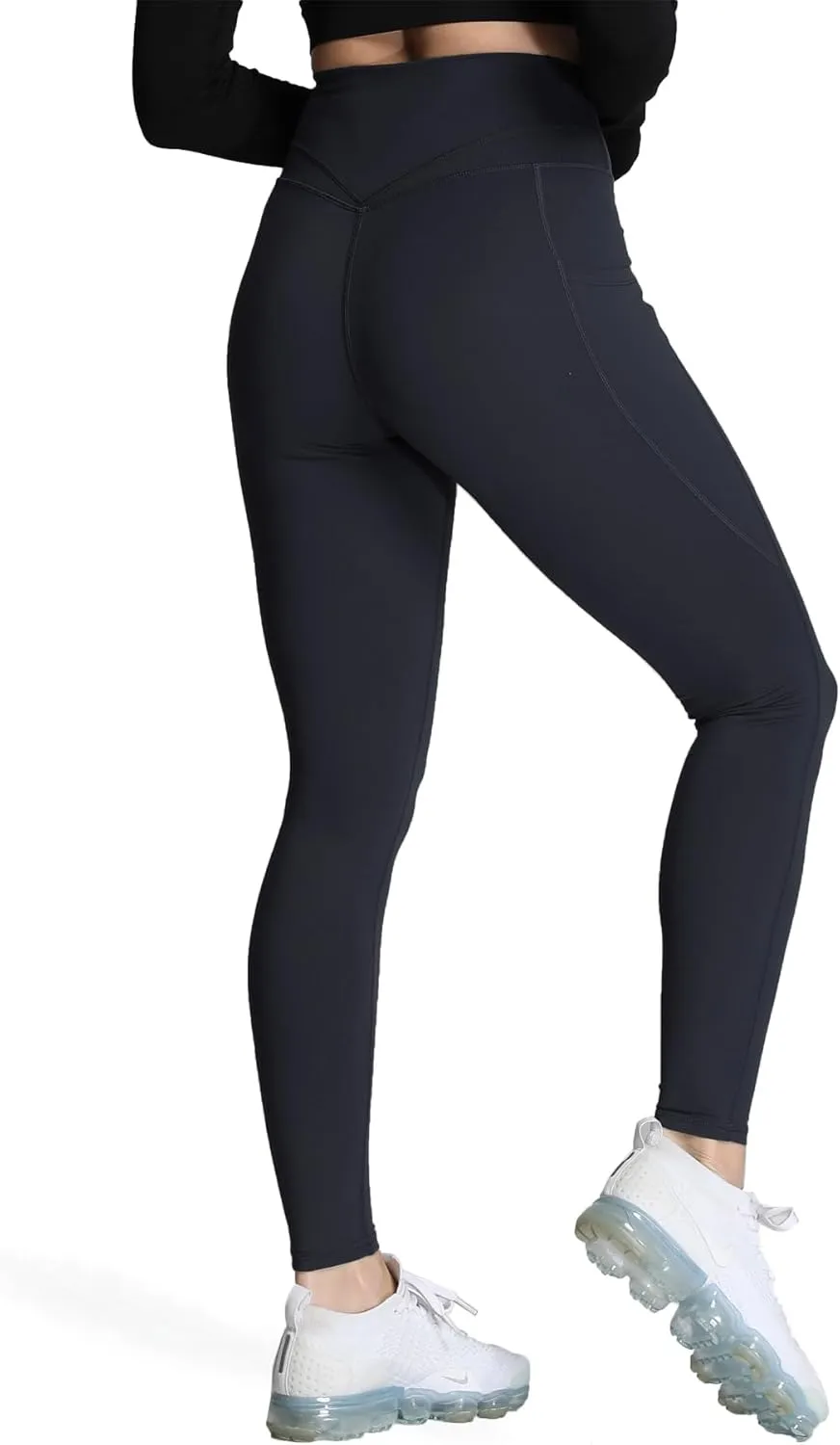 Aoxjox Trinity High Waisted Yoga Pants with Pockets for Women Tummy Control Cross-Waist Buttery Soft Workout Leggings 26"