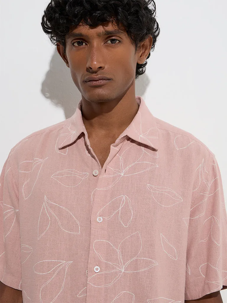 Ascot Dusty Pink Floral Relaxed-Fit Shirt