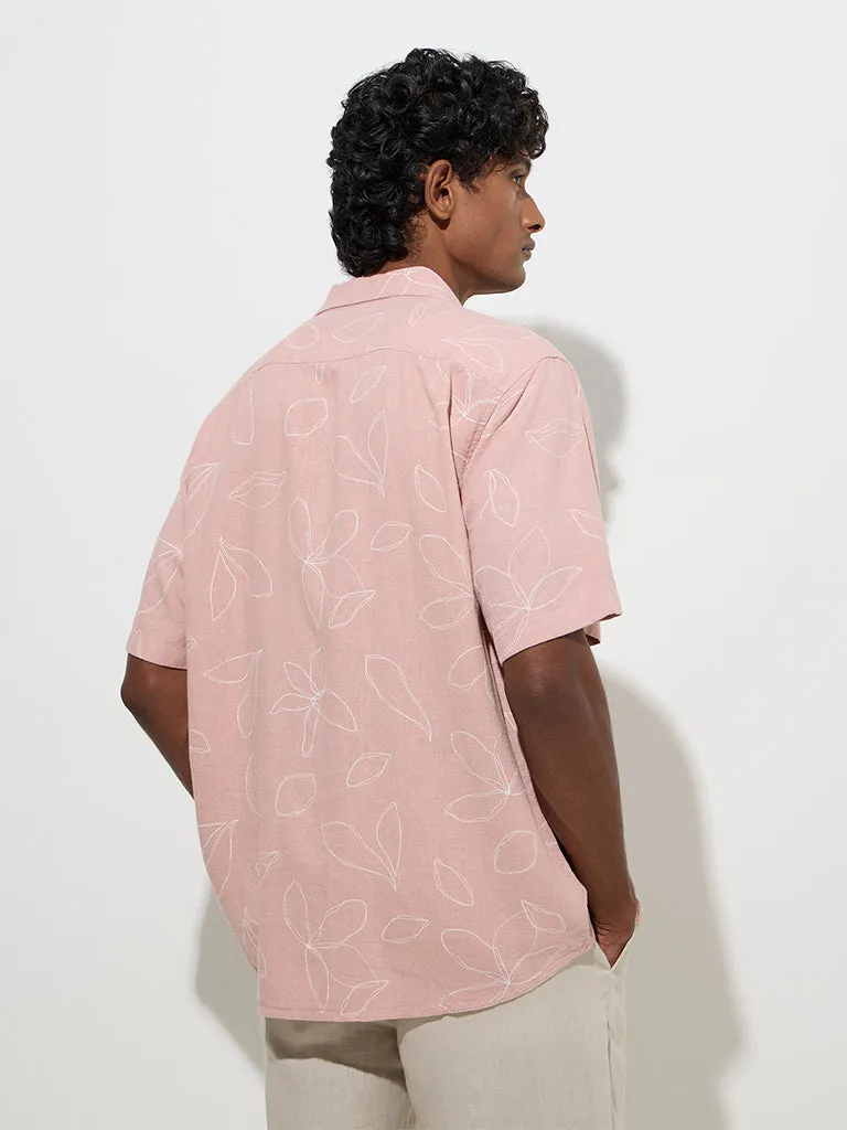 Ascot Dusty Pink Floral Relaxed-Fit Shirt
