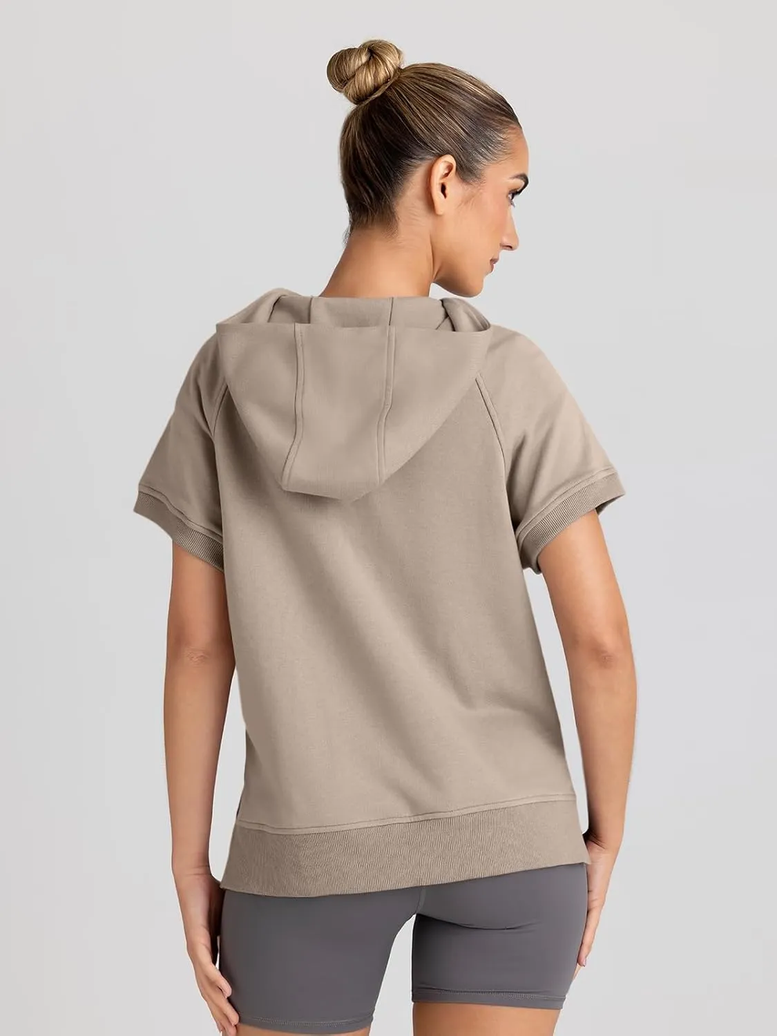 AUTOMET Oversized Hoodies for Women Short Sleeve Half zip Sweatshirt Fleece Loose Fit Pullover 2025 Fall Fashion Outfits