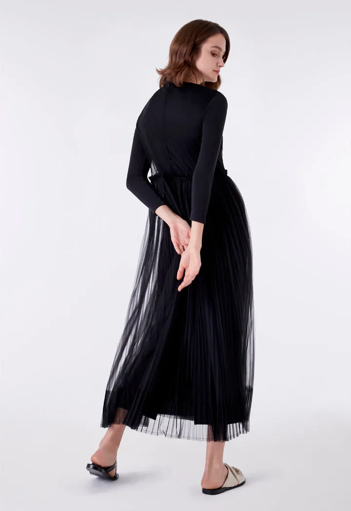 Black Mesh Tulle Sleeveless Outer Dress