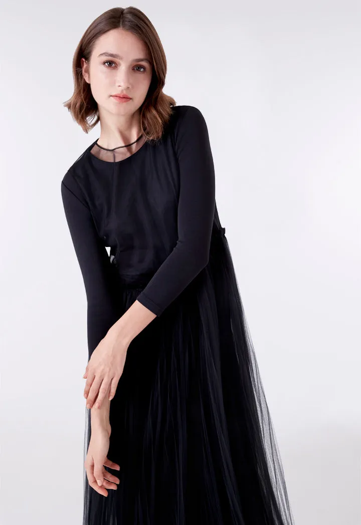 Black Mesh Tulle Sleeveless Outer Dress