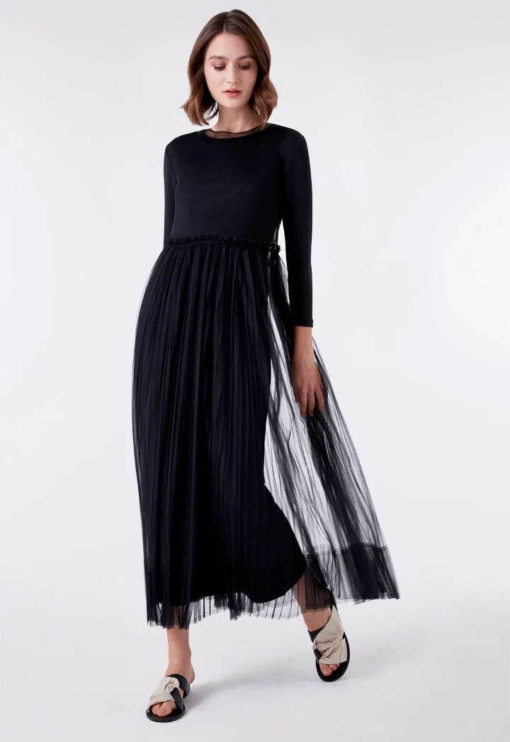 Black Mesh Tulle Sleeveless Outer Dress