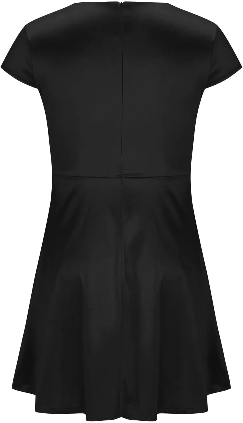 Borniu Women 2025 Summer Cap Sleeve Dresses Solid Solor Casual Beach Mini Dresses Beach Vocation A-Line Flowy Swing Sundress