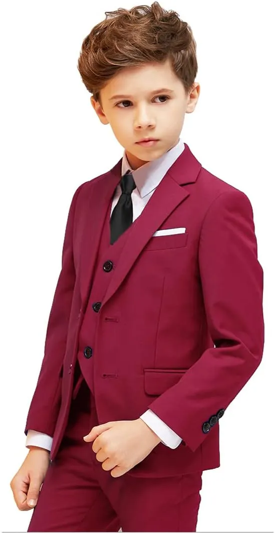 Boys Suits 5 Piece Slim Fit Suit for Kids Formal Ring Bearer Suits