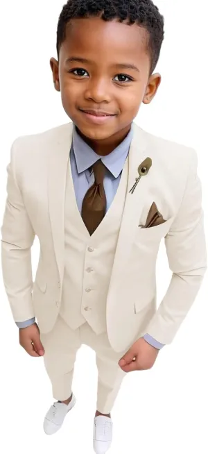 Boys Suits Tuxedo Slim Fit Suit for Kids Toddler 3 Piece Formal Wedding Outfit Jacket Vest Pants Set