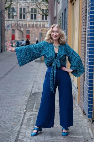 Butterfly wrap cardigan - blauwe tinten - gemaakt door Tantilly- katoen