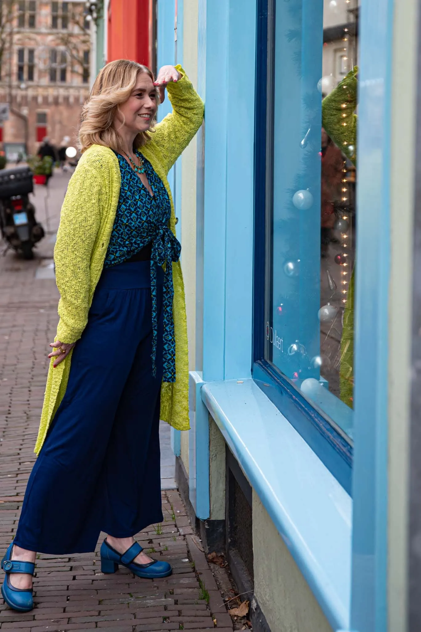 Butterfly wrap cardigan - blauwe tinten - gemaakt door Tantilly- katoen