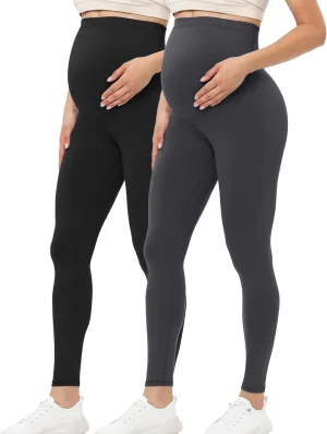 Buttergene Women's Maternity Leggings over the Belly Pregnancy Active Wear Workout Yoga Tights Pants