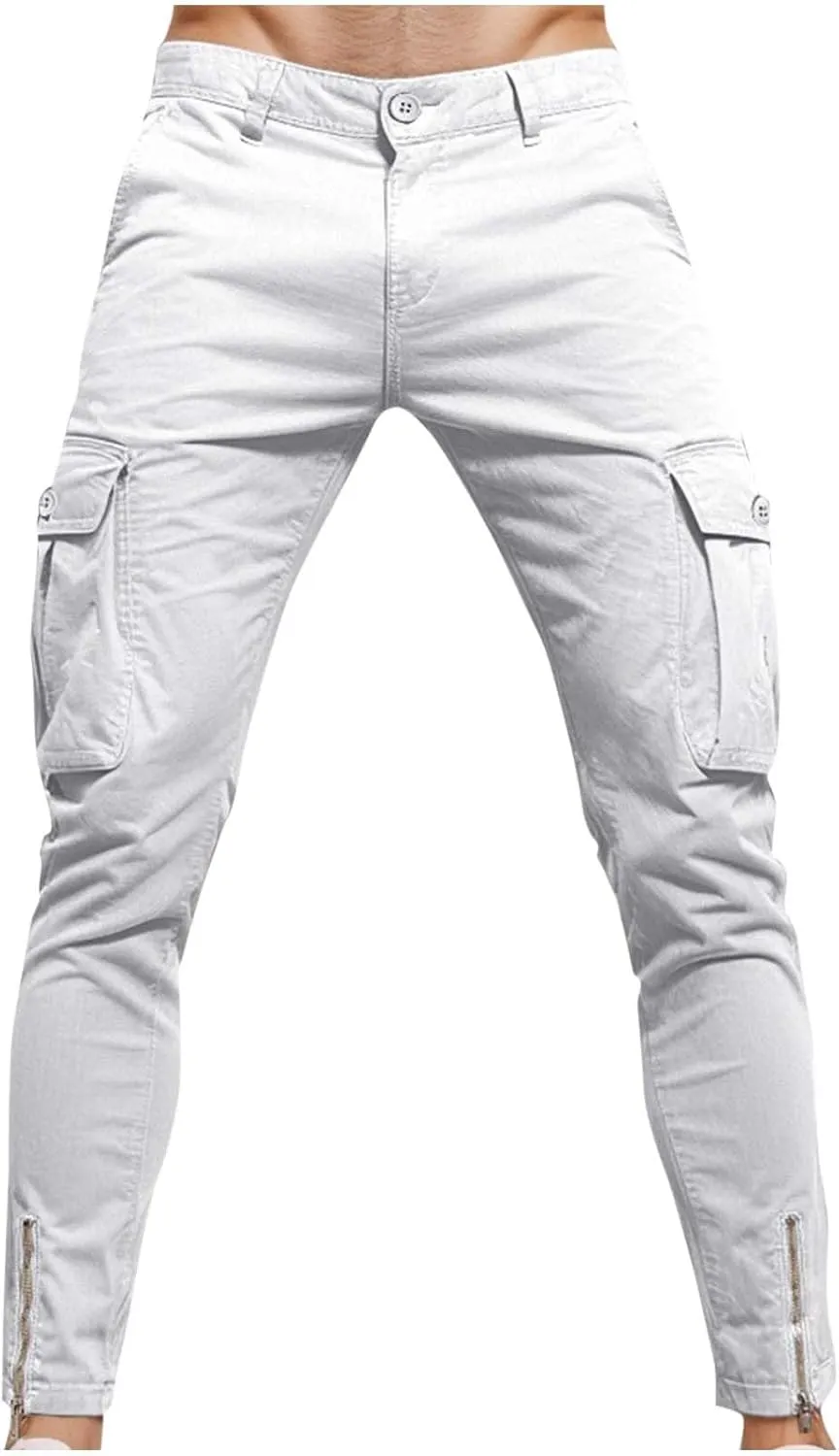 Cargo Work Pants Men Stylish Uniform Tactical Stretch Chinos Pants Lightweight Slim Fit Military Tapered Trousers