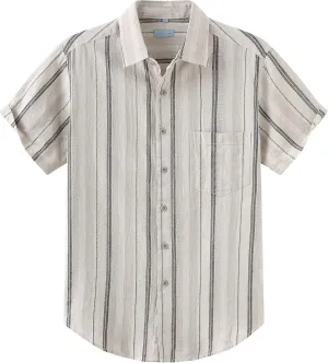 COEVALS CLUB Men's Casual Linen Cotton Button Down Spread Collar Short Sleeve Summer Beach Shirts