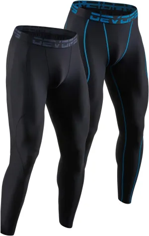 DEVOPS 2 or 3 Pack Men's Compression Pants Athletic Leggings with Pocket/Non-Pocket