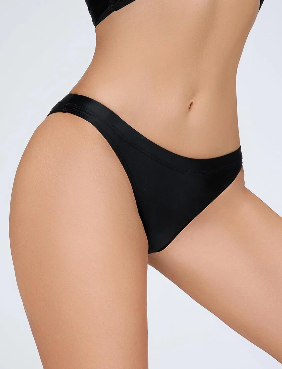 FEOYA Women Metallic Thongs Low Waist Cheeky Panties Rave Festival Bottoms for Club Party 3/4 Pack