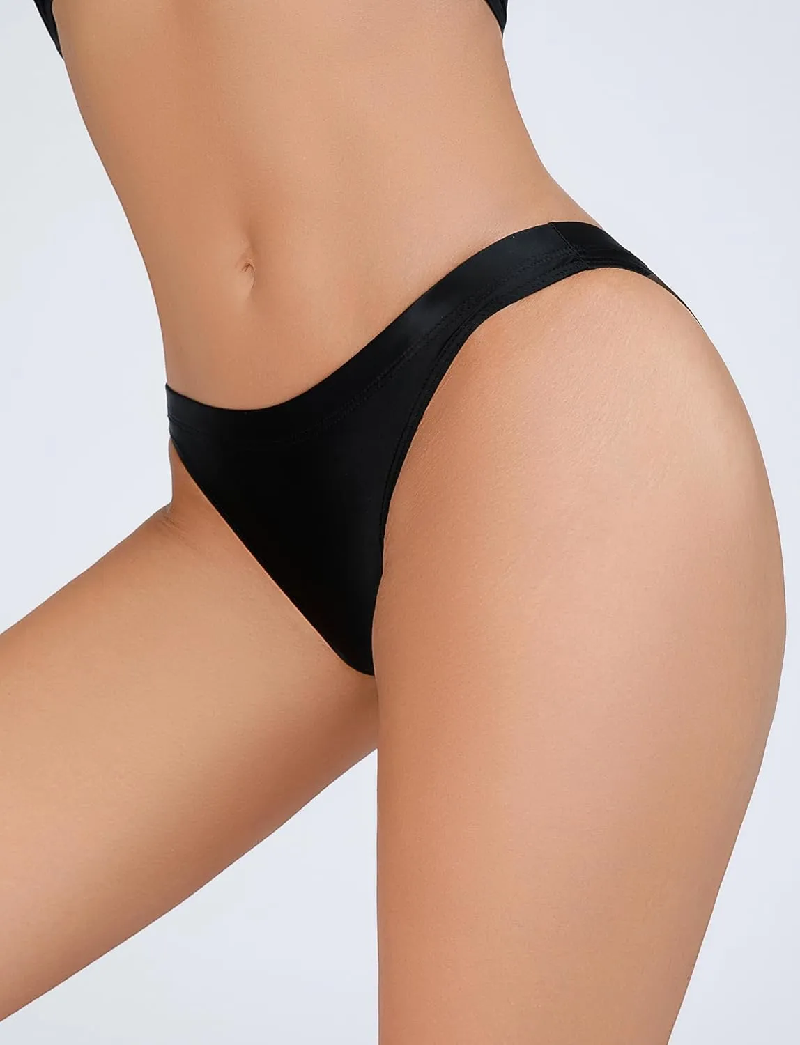 FEOYA Women Metallic Thongs Low Waist Cheeky Panties Rave Festival Bottoms for Club Party 3/4 Pack