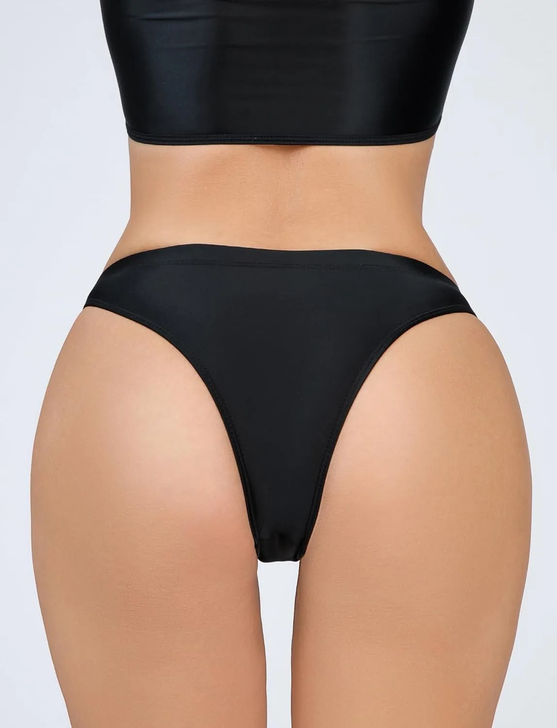 FEOYA Women Metallic Thongs Low Waist Cheeky Panties Rave Festival Bottoms for Club Party 3/4 Pack