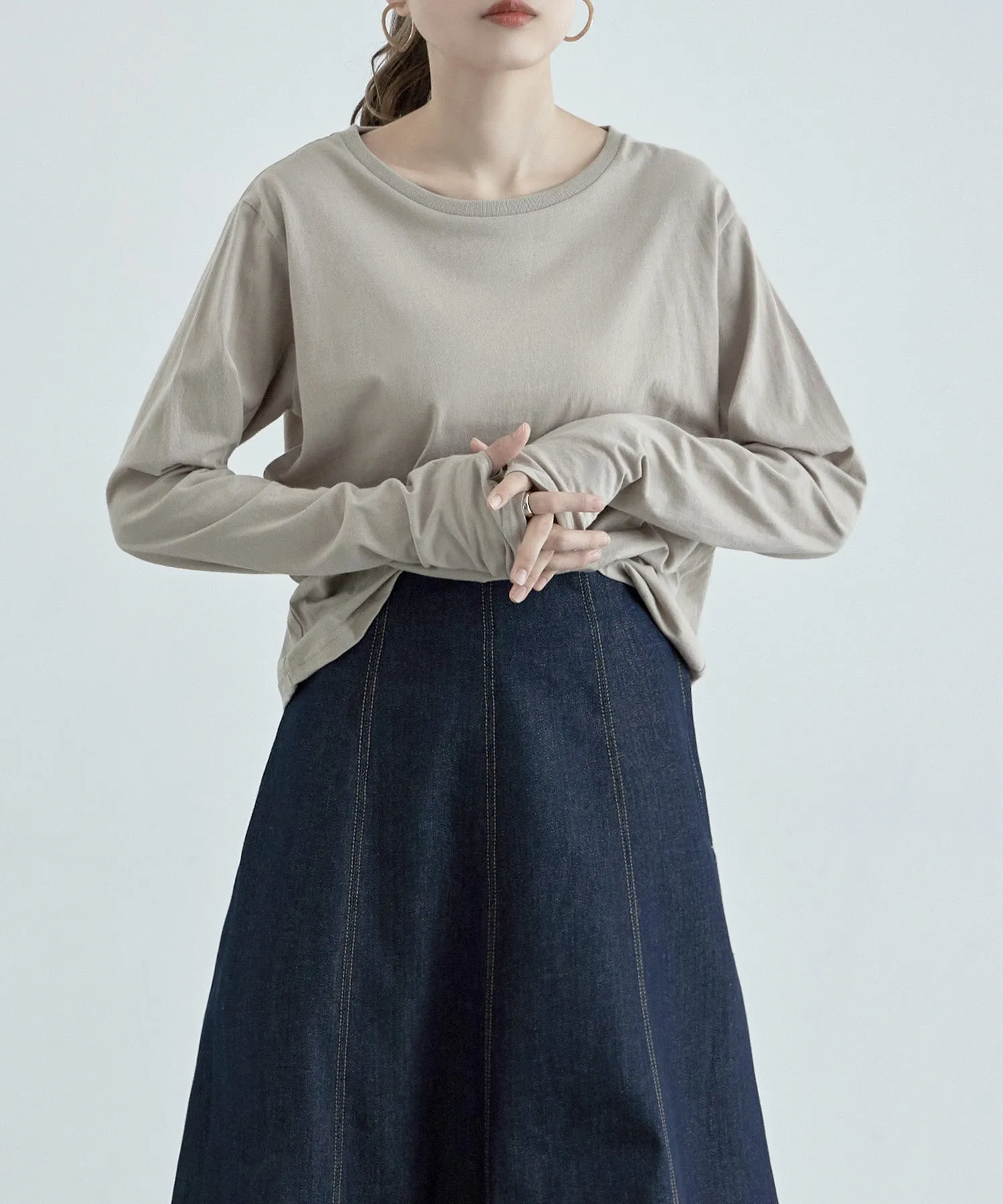 Finger hole cotton longT