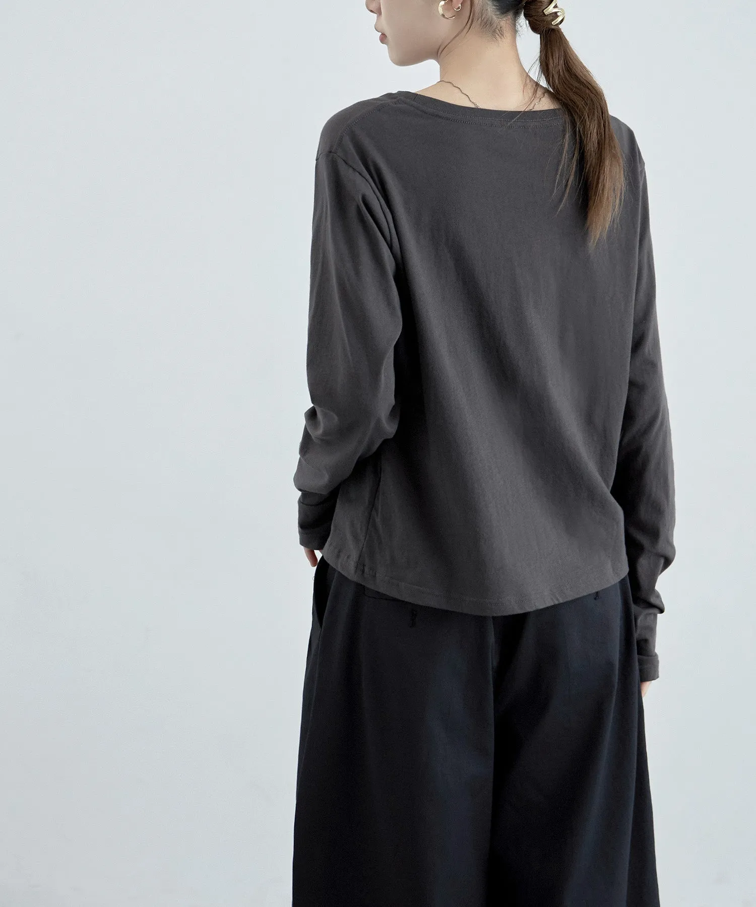 Finger hole cotton longT