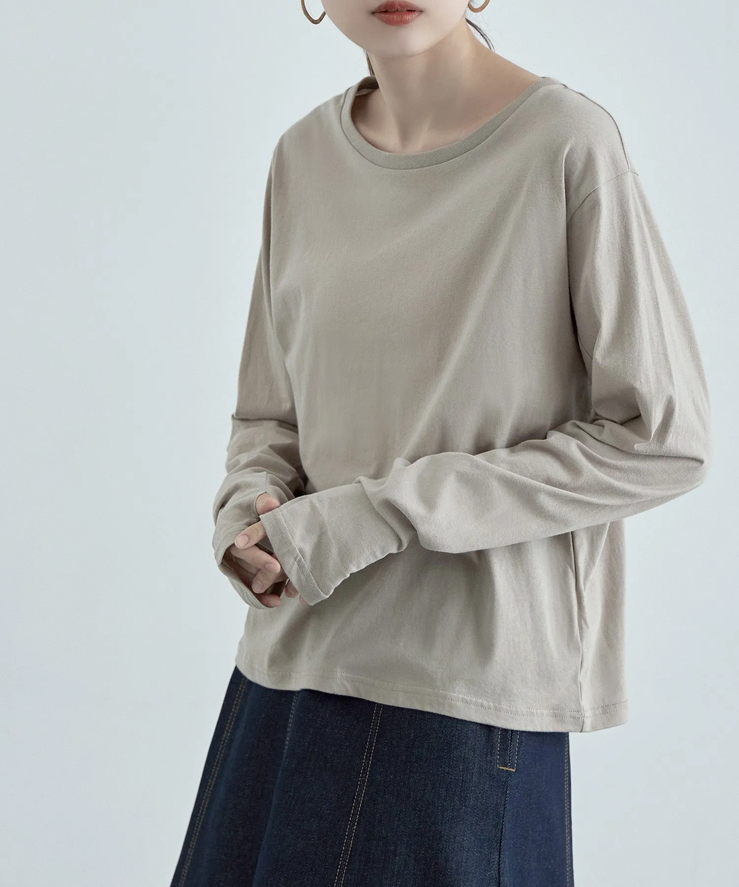 Finger hole cotton longT