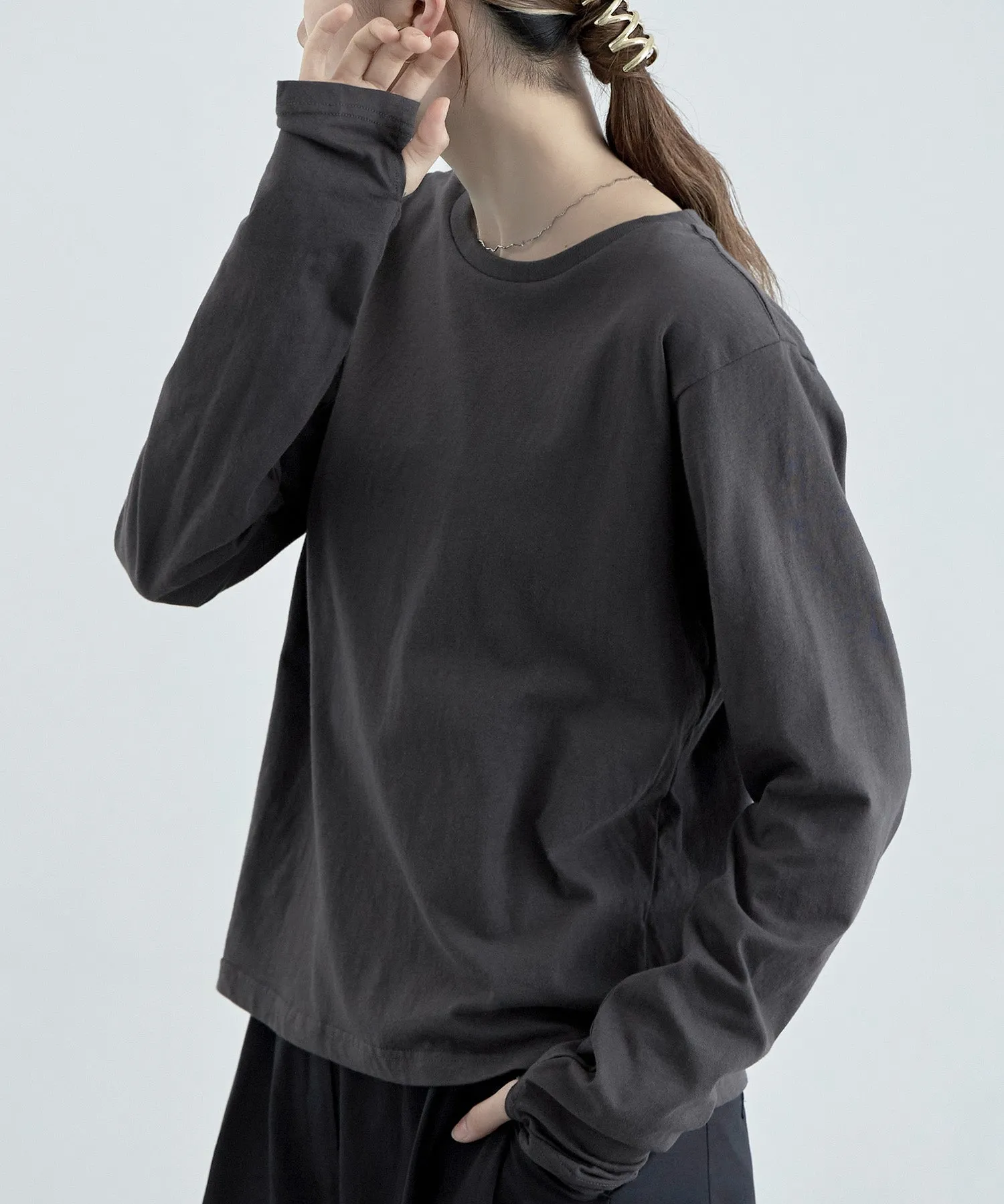 Finger hole cotton longT