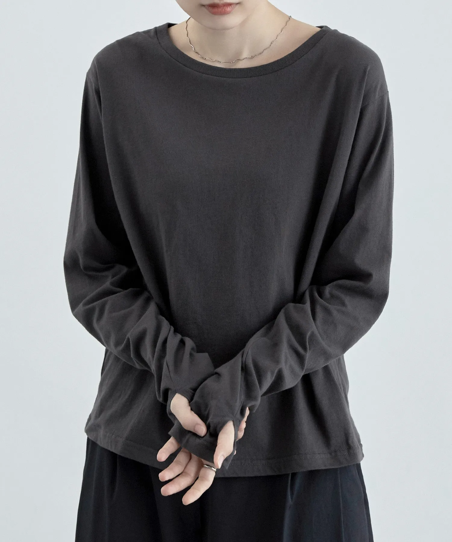 Finger hole cotton longT