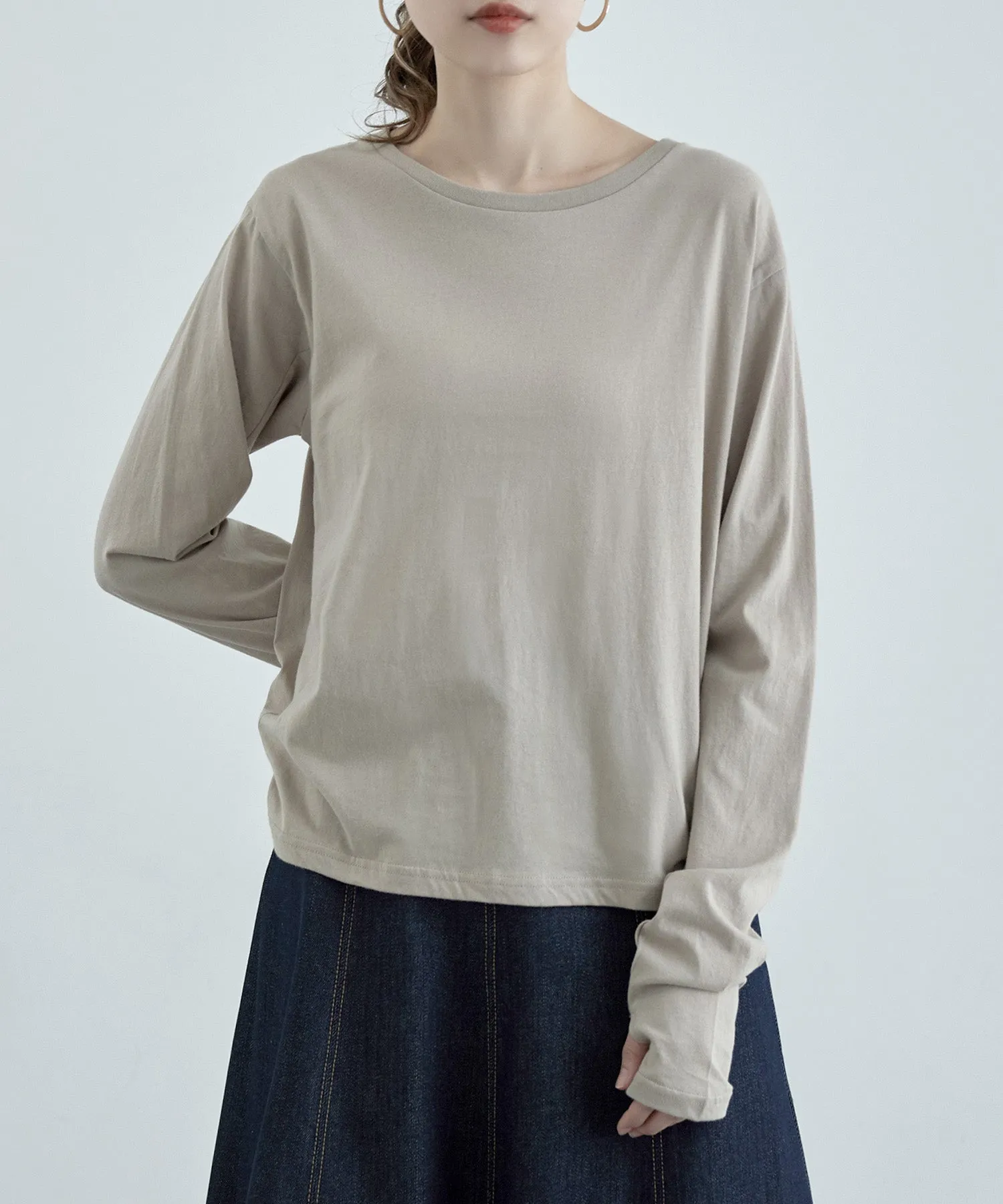 Finger hole cotton longT