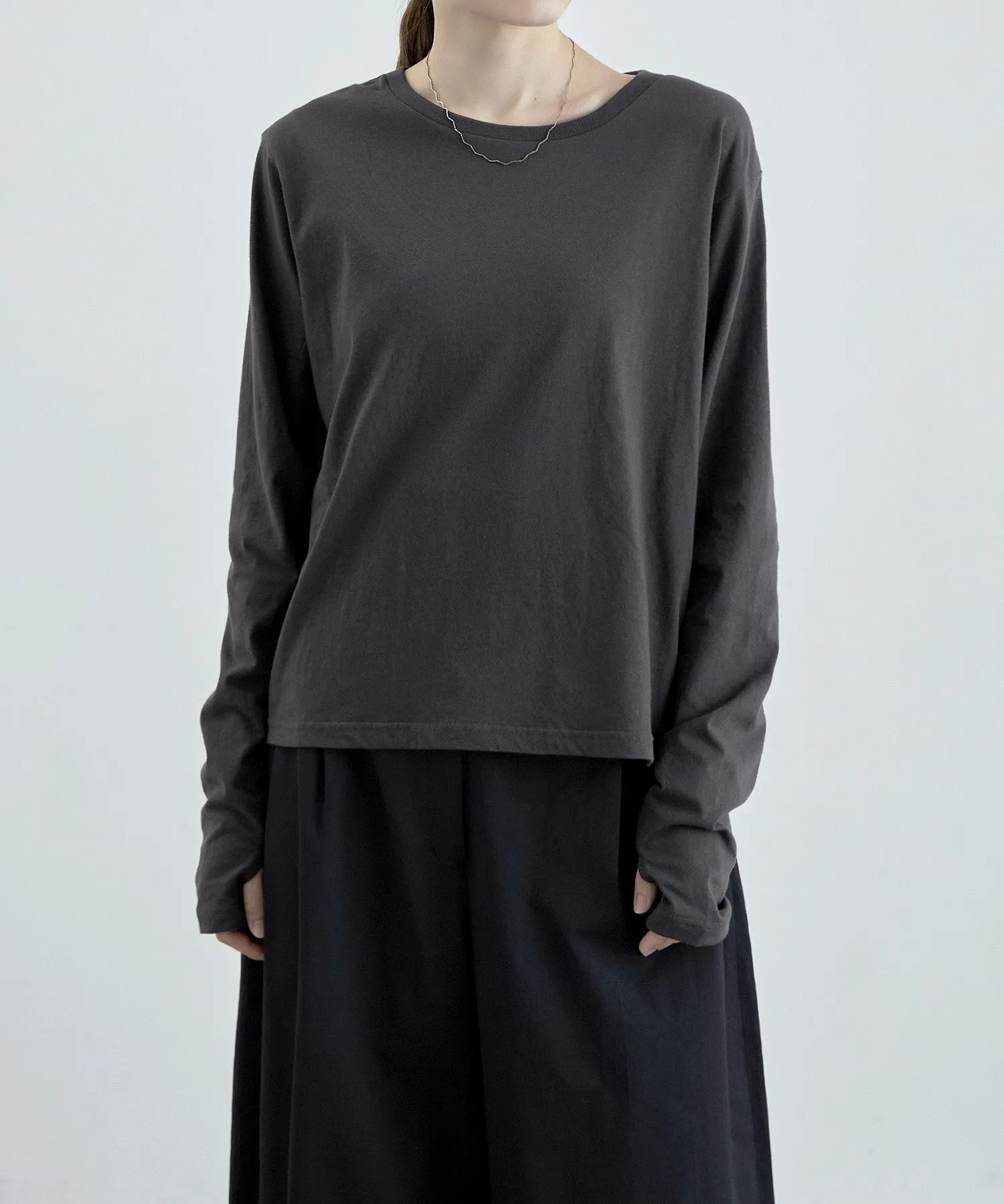 Finger hole cotton longT