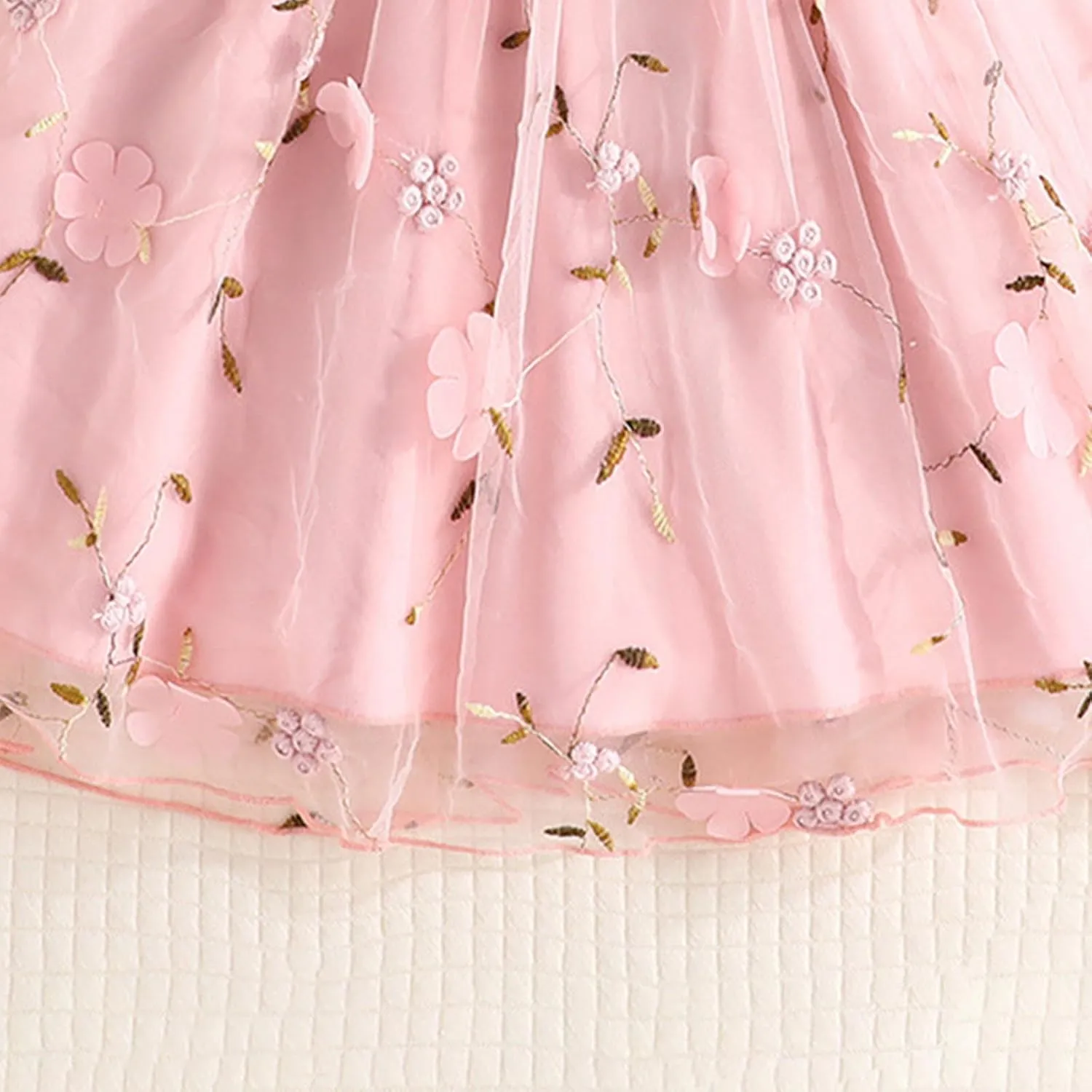 Girls Ruffle One Shoulder Summer Cute Floral Tulle Dress Kids Baby Toddler A-Line Mesh Party Dresses for 2-8 Years