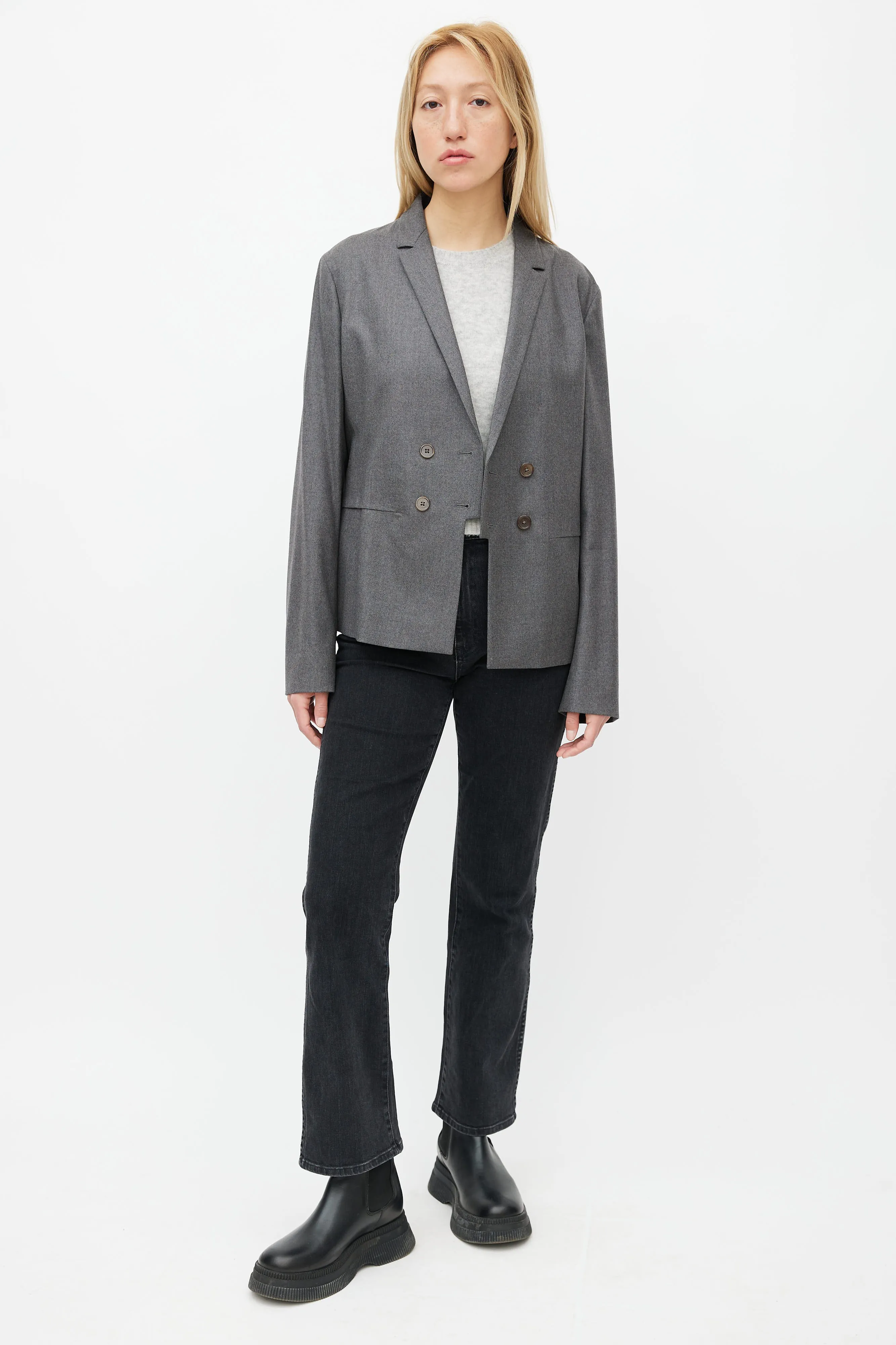 Grey Double Breasted Sundew Blazer