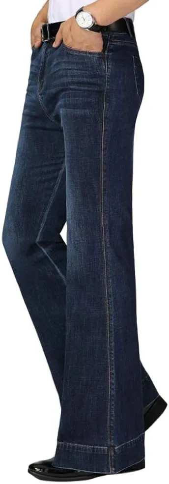 HAORUN Men Bell Bottom Jeans Slim Fit Flared Denim Pants 60s 70s Retro Trousers