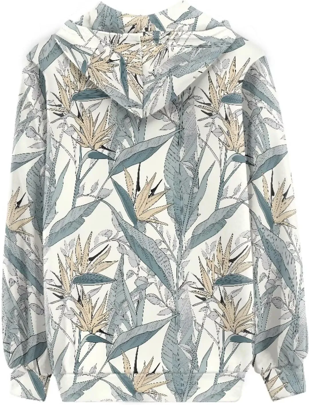 Irisjudy Women Oversized Hoodies Retro Boho Xmas Flower Hooded Jacket Island Totem Long-Sleeve Fall Outwear Sweatshirt Zip-up