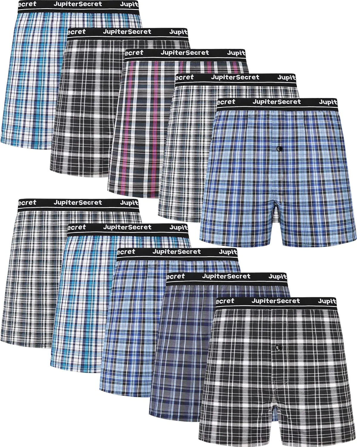 JupiterSecret Men's Underwear Woven Boxers for Men Pack Cotton Boxer Shorts Elastic Waistband