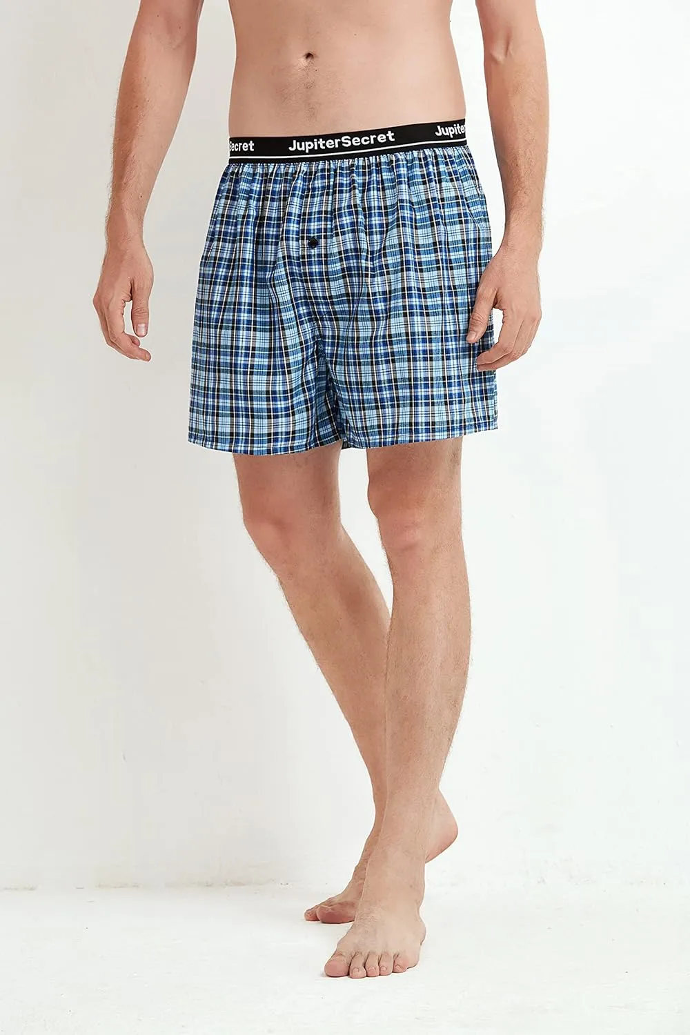 JupiterSecret Men's Underwear Woven Boxers for Men Pack Cotton Boxer Shorts Elastic Waistband