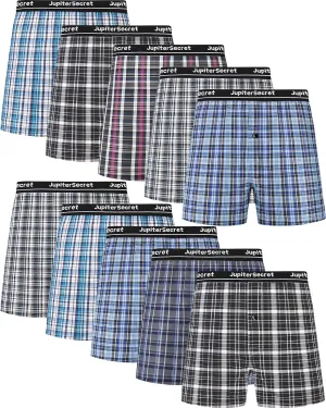 JupiterSecret Men's Underwear Woven Boxers for Men Pack Cotton Boxer Shorts Elastic Waistband