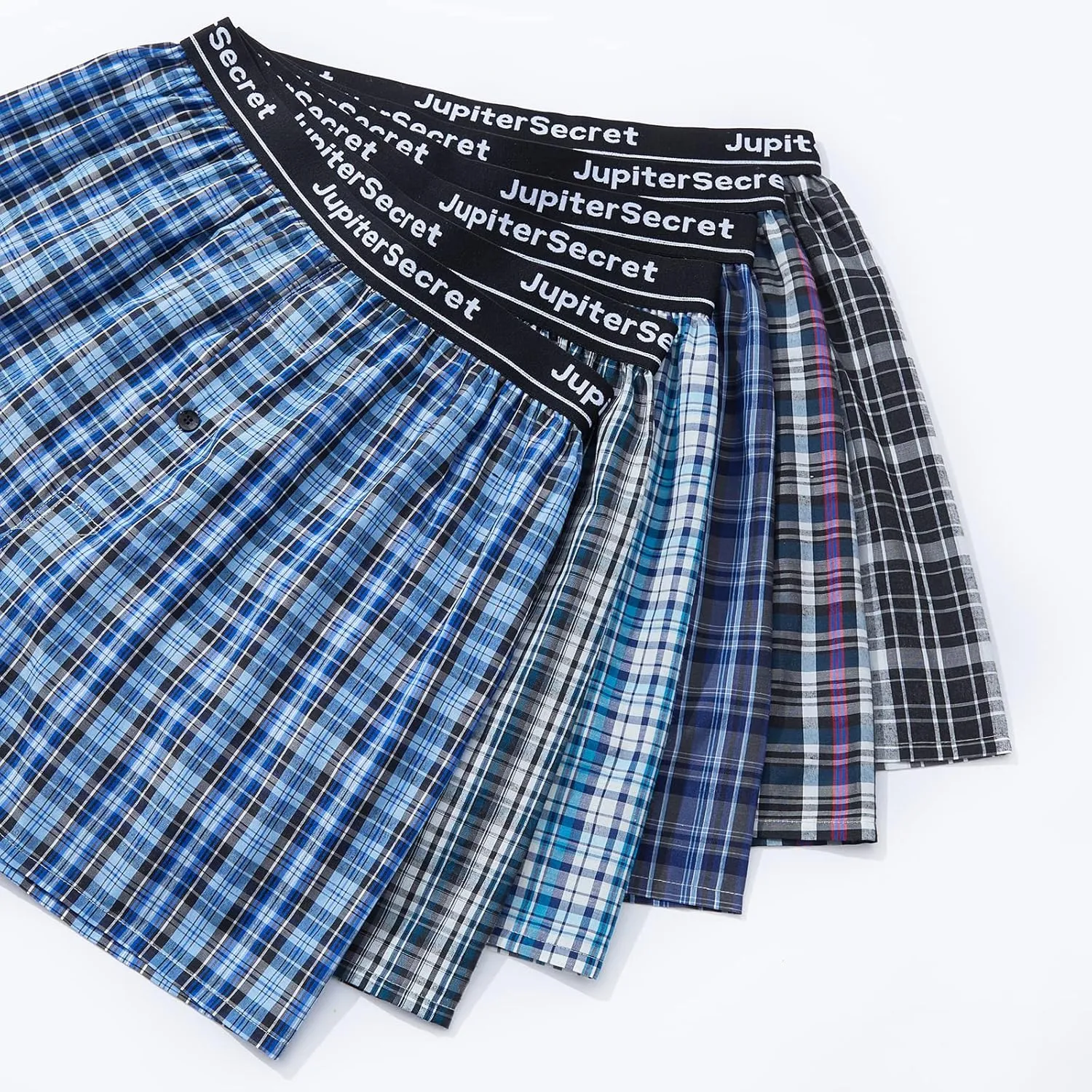 JupiterSecret Men's Underwear Woven Boxers for Men Pack Cotton Boxer Shorts Elastic Waistband