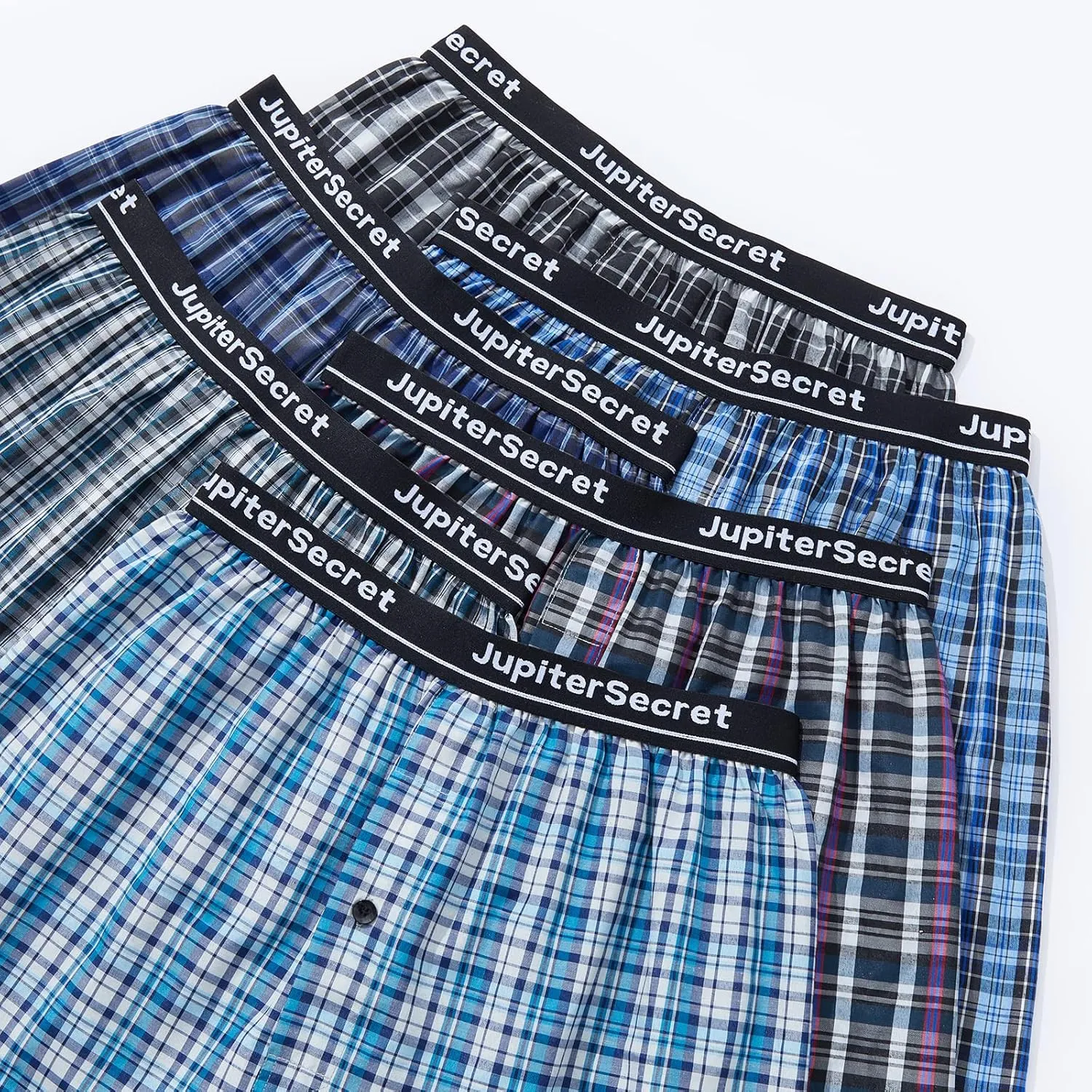 JupiterSecret Men's Underwear Woven Boxers for Men Pack Cotton Boxer Shorts Elastic Waistband
