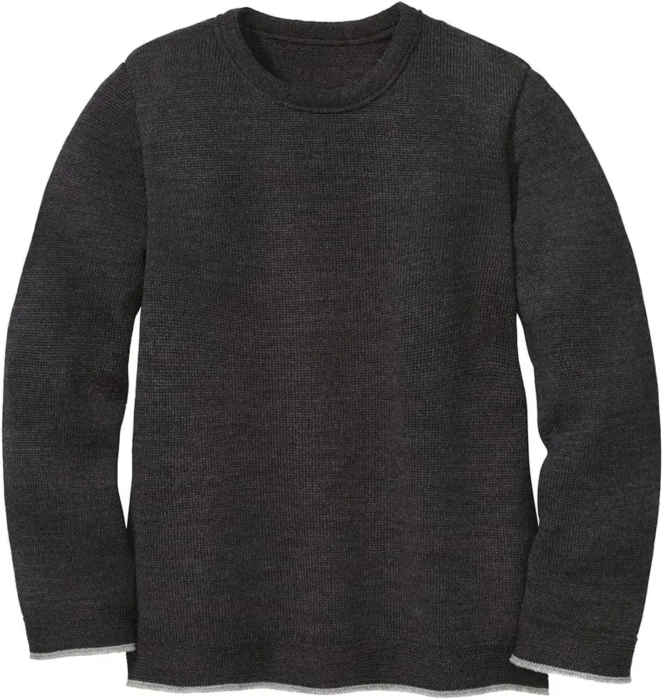 Kids' Merino Wool Pullover Sweater: Crew Neck Long Sleeve Knit for Boys and Girls