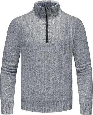 Lamgool Men's 1/4 Zip Pullover Polo Knit Sweater Casual Warm Fall Winter Spring