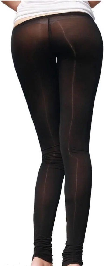 Lazutom Sexy Women See Through Long Skinny Tight Pencil Pants Sheer Trousers Elastic Leggings