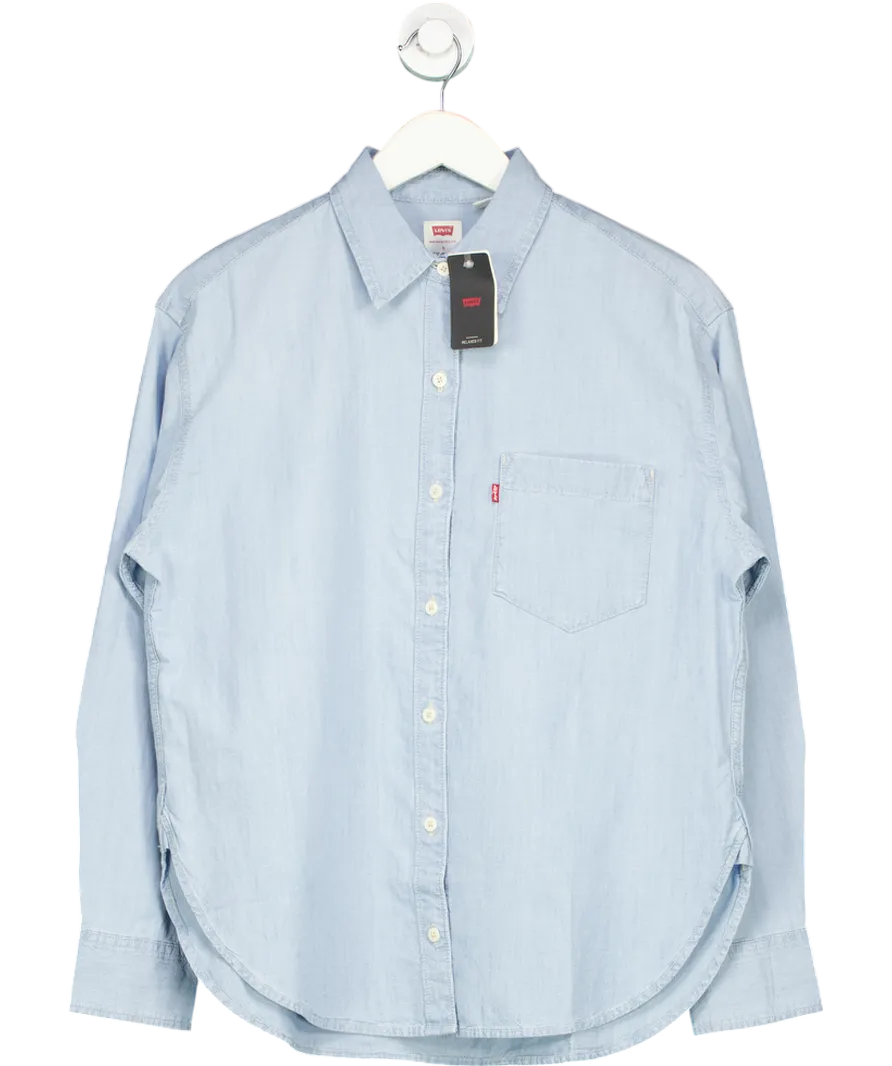 levis Blue Boyfriend Denim Shirt UK S
