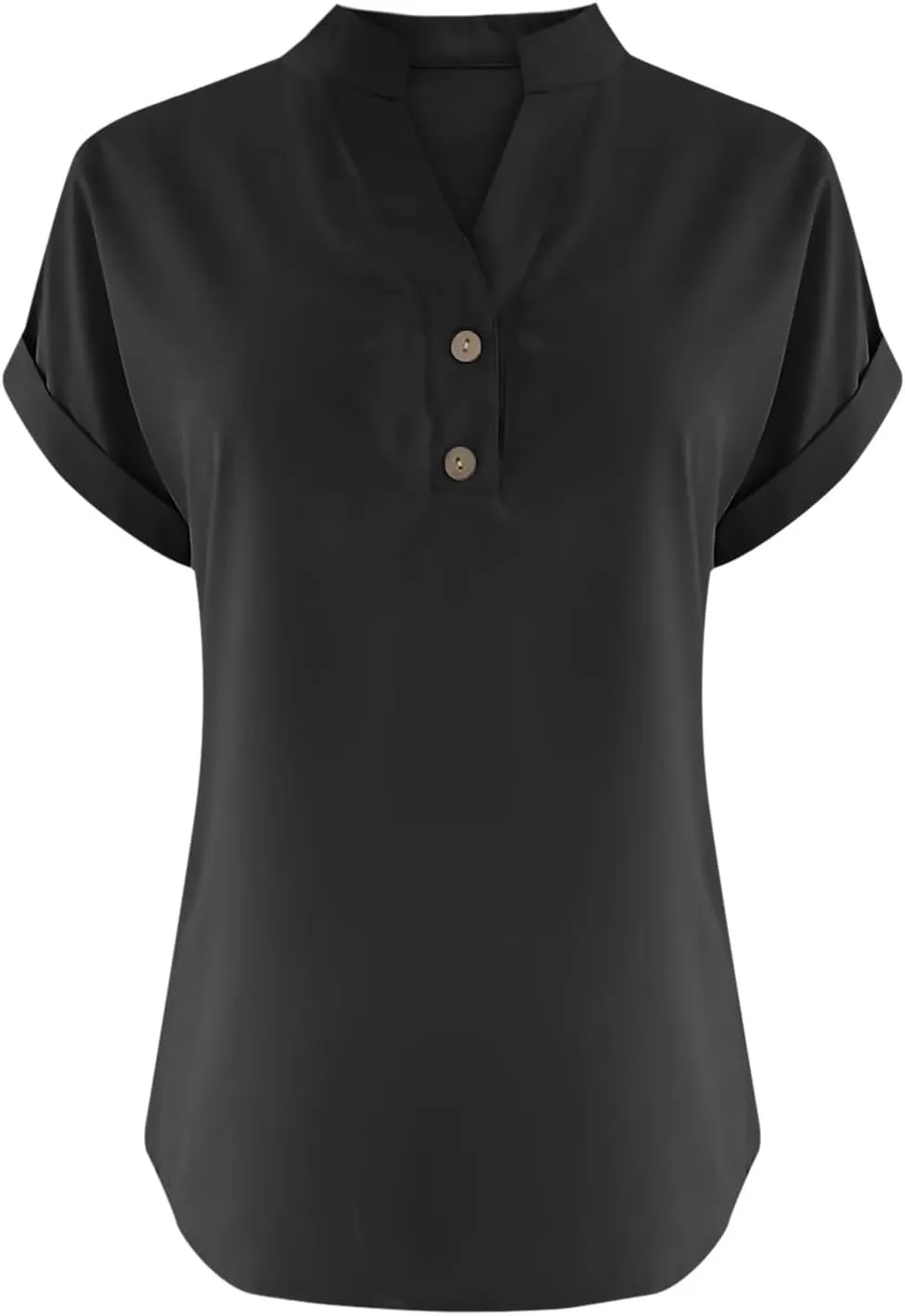 Linen Shirts for Women Summmer Short Sleeve Casual Tops Henley Vcation Beach Lounge Button Lightweight Tunic Blouse