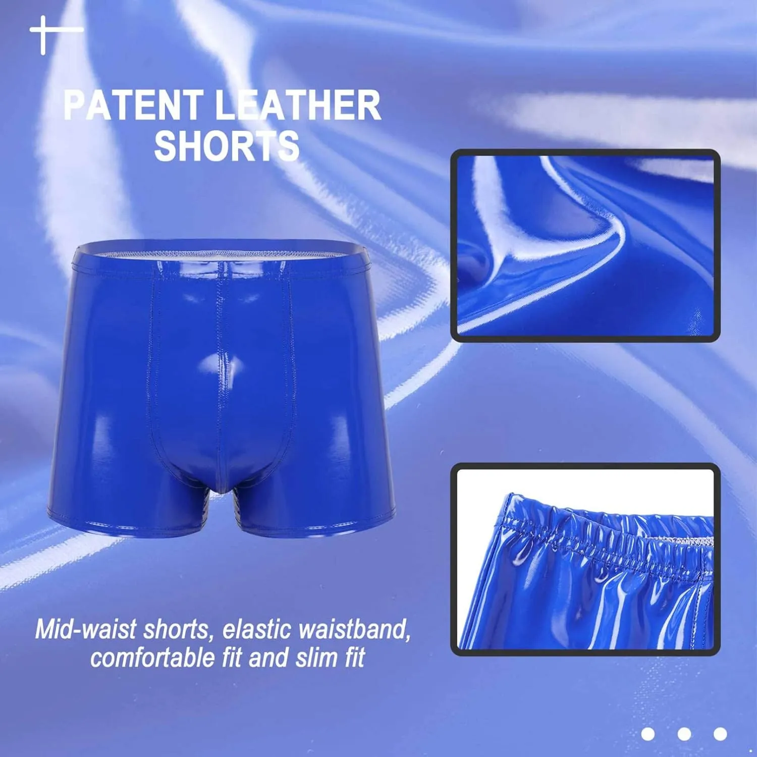 Linjinx Men's PVC Sexy Leather Lingerie Short Pants Latex Shaping Sheath Boxer Briefs Underpants