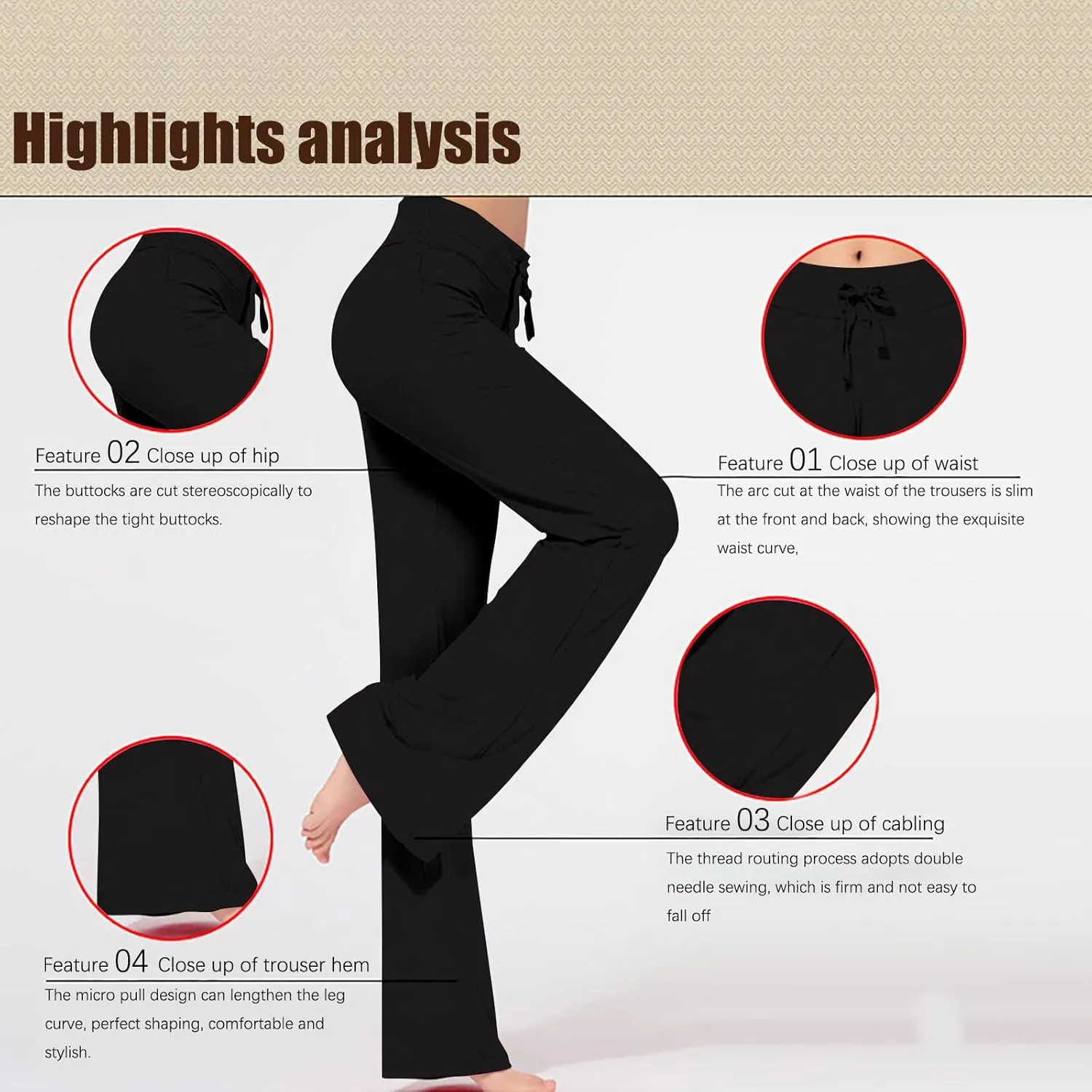 Lmdudan Yoga Pants Women Drawstring Elastic High Waist Wide Leg Pant Casual Baggy Joggers Trousers Comfy Pajama Pants
