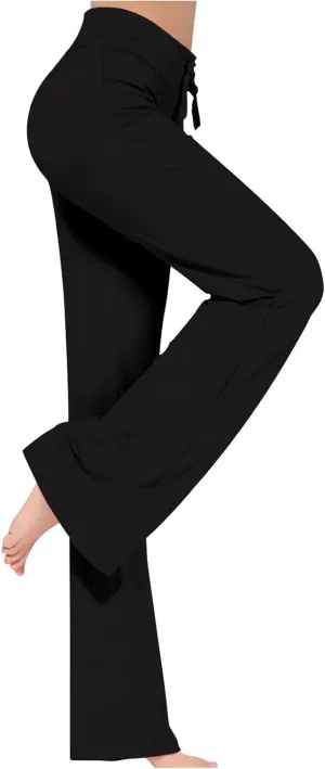 Lmdudan Yoga Pants Women Drawstring Elastic High Waist Wide Leg Pant Casual Baggy Joggers Trousers Comfy Pajama Pants